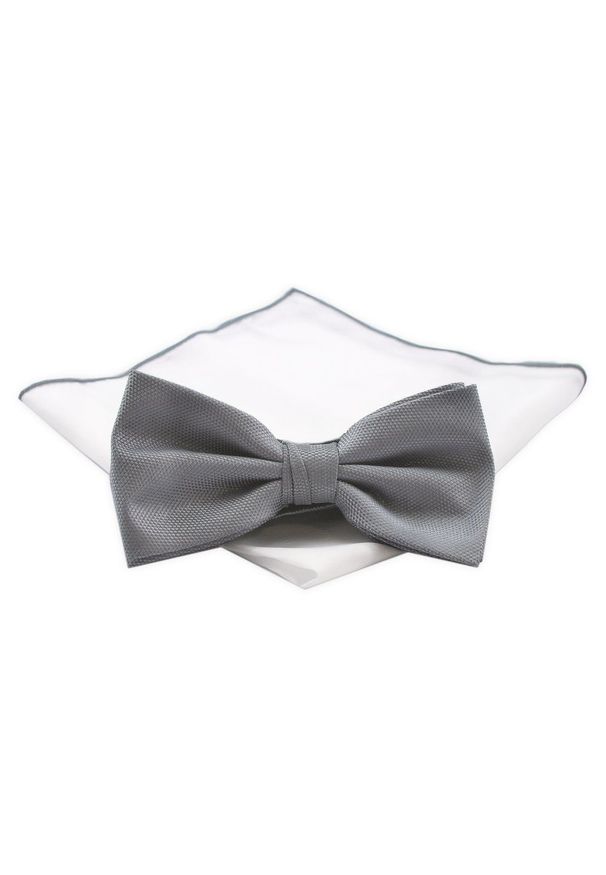 Mucha Męska z Białą Poszetką - Chattier - Popielata. Kolor: biały, wielokolorowy, szary. Materiał: mikrofibra. Styl: sportowy, elegancki