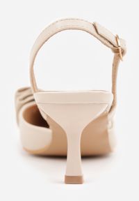 Born2be - Beżowe Szpilki z Paskiem na Pięcie i Kokardą Adote. Zapięcie: pasek. Kolor: beżowy. Materiał: satyna. Obcas: na szpilce. Styl: elegancki, klasyczny #5