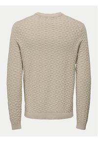 Only & Sons Sweter 22026559 Beżowy Regular Fit. Kolor: beżowy. Materiał: bawełna