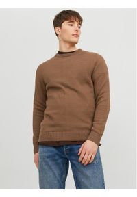 Jack & Jones - Jack&Jones Sweter 12212816 Brązowy Regular Fit. Kolor: brązowy. Materiał: bawełna #1
