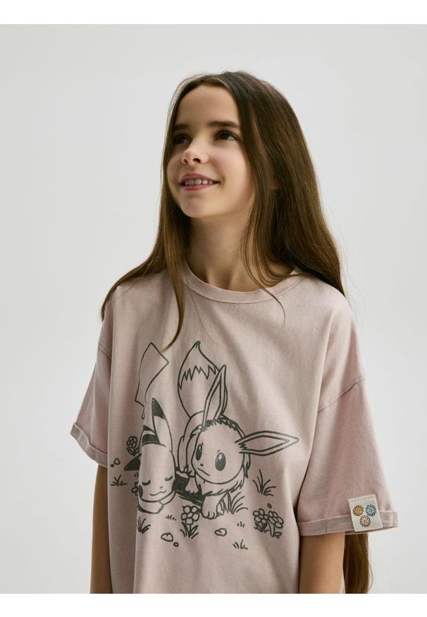 Reserved - Bawełniany t-shirt Pokémon - lawendowy. Kolor: fioletowy. Materiał: bawełna