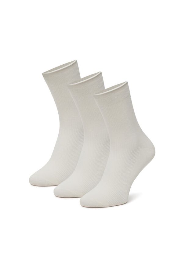 Nine West Zestaw 3 par wysokich skarpet damskich BR_NW_01_Z_SS25 (3 PACK) Biały. Kolor: biały. Materiał: wiskoza, materiał