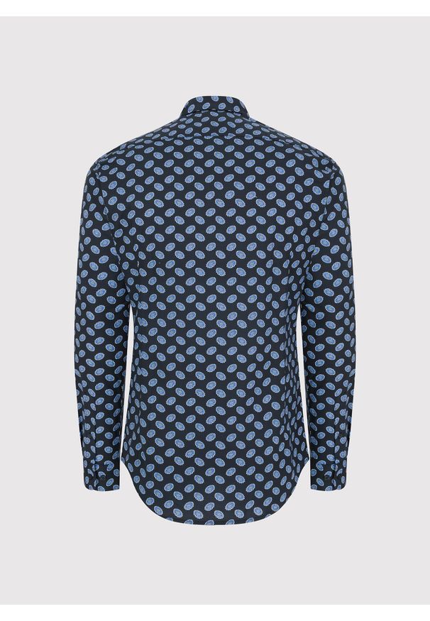 Pako Lorente - PAKO LORENTE – Granatowa koszula w kwiaty. Kolor: czarny, niebieski. Materiał: elastan, bawełna. Długość rękawa: długi rękaw. Długość: długie. Wzór: kwiaty