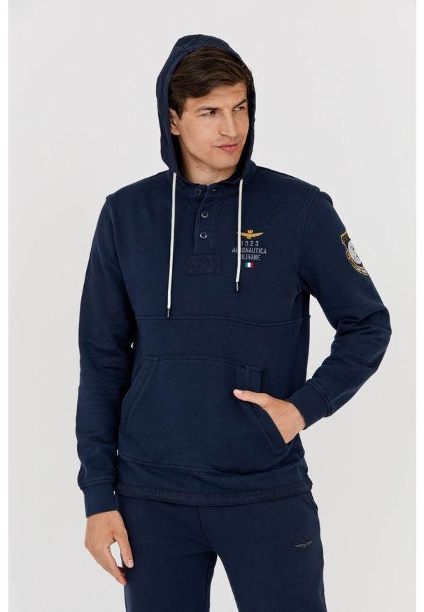 Aeronautica Militare - AERONAUTICA MILITARE Granatowa bluza męska. Typ kołnierza: kaptur. Kolor: niebieski