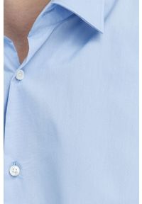 Hugo - HUGO koszula męska kolor niebieski slim z kołnierzykiem klasycznym. Typ kołnierza: kołnierzyk klasyczny. Kolor: niebieski. Materiał: tkanina. Styl: klasyczny #4