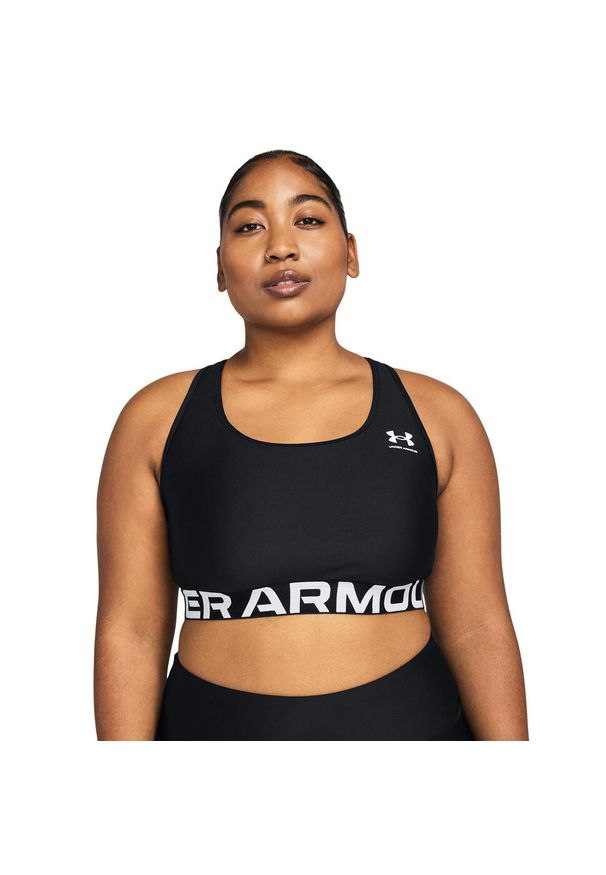 Under Armour - Stanik sportowy HeatGear® Armour Mid Branded. Kolor: czarny. Sport: fitness, kolarstwo
