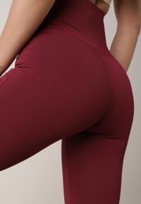 Born2be - Bordowe Elastyczne Spodnie z Gumką w Talii i Wysokim Stanem Brinamla. Stan: podwyższony. Kolor: czerwony. Styl: elegancki #6