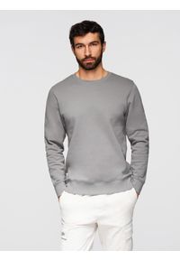 Ombre Clothing - Bluza męska dresowa BASIC z okrągłym dekoltem OM-SSBN-0271 -. Okazja: na co dzień, na spotkanie biznesowe, do pracy. Kolor: szary. Materiał: dresówka. Wzór: jednolity, gładki, aplikacja. Styl: biznesowy, casual, klasyczny