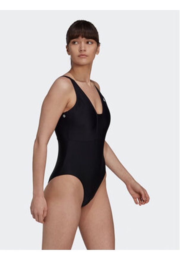 Adidas - adidas Strój kąpielowy Iconisea 3-Stripes Swimsuit HI1082 Czarny Fitted Fit. Kolor: czarny. Materiał: syntetyk