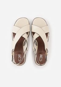 Born2be - Beżowe Sandały na Koturnie i Platformie Ozdobione Dwoma Paskami Daphnone. Okazja: na co dzień. Zapięcie: pasek. Kolor: beżowy. Materiał: jeans. Wzór: aplikacja. Obcas: na koturnie. Styl: casual, elegancki #5