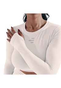 R-EVENGE - Damska koszulka techniczna z długim rękawem do wszystkich ćwiczeń na siłowni. Kolor: biały. Materiał: elastan. Długość rękawa: długi rękaw. Długość: długie. Sport: fitness #1