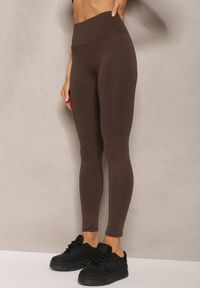 Renee - Brązowe Sportowe Legginsy High Waist Vesara. Okazja: na co dzień. Stan: podwyższony. Kolor: brązowy. Długość: długie. Styl: sportowy #2