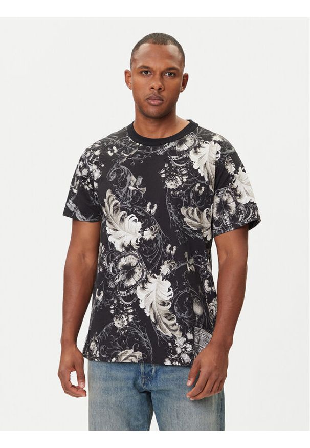 Versace Jeans Couture T-Shirt 79GAH6R0 JS516 Czarny Regular Fit. Kolor: czarny. Materiał: bawełna