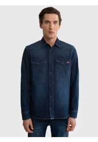 Big-Star - Koszula męska jeansowa Chuck 578. Kolor: niebieski. Materiał: jeans. Długość rękawa: długi rękaw. Długość: długie. Styl: klasyczny #5