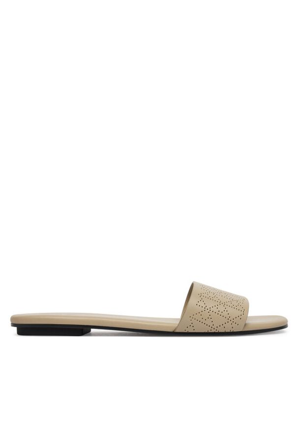 Calvin Klein Klapki Org Flat Sndl One Bar Lth Aop HW0HW02857 Beżowy. Kolor: beżowy. Materiał: skóra