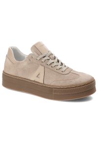 Beżowe Sneakersy Armodo Modne Obuwie Damskie. Okazja: na co dzień. Kolor: beżowy. Materiał: zamsz