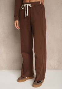 Renee - Brązowy Ocieplany Komplet Dresowy Oversize z Bawełny Bluza i Spodnie Celestila. Kolor: brązowy. Materiał: dresówka, bawełna
