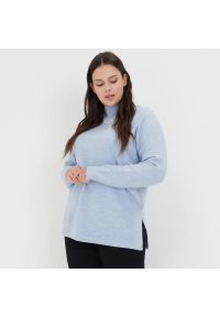 Sinsay - Sweter z miękkiej dzianiny - Niebieski. Kolor: niebieski. Materiał: dzianina
