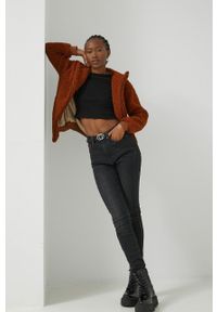 Kangol bluza damska kolor brązowy z kapturem gładka. Typ kołnierza: kaptur. Kolor: brązowy. Wzór: gładki #2