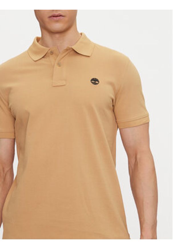 Timberland Polo TB0A6VDP Beżowy Regular Fit. Typ kołnierza: polo. Kolor: beżowy. Materiał: bawełna