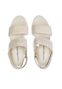 Calvin Klein Jeans Sandały Wedge Sandal Webbing In Mtl YW0YW01479 Écru