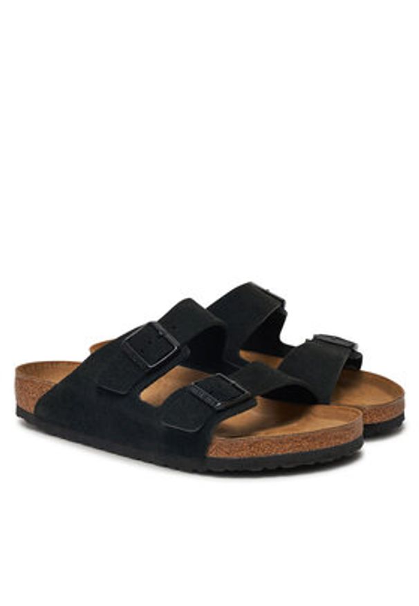 Birkenstock Klapki Arizona zamsz 1027152 Czarny. Kolor: czarny. Materiał: zamsz, skóra