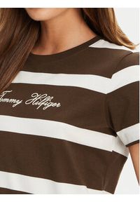 TOMMY HILFIGER - Tommy Hilfiger T-Shirt Script WW0WW45746 Brązowy Regular Fit. Kolor: brązowy. Materiał: bawełna #4