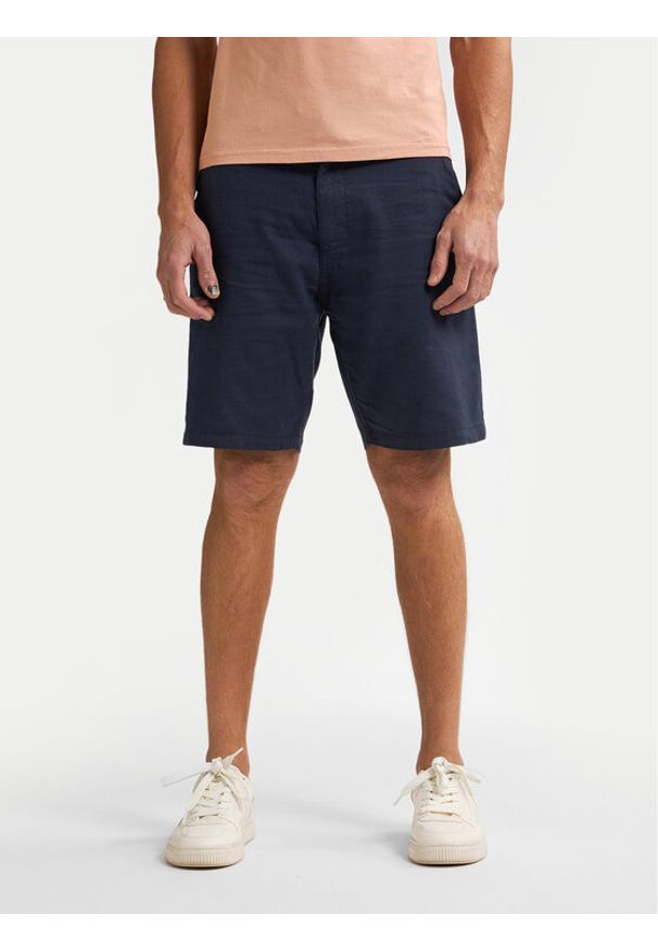 Petrol Industries Szorty materiałowe M-1050-SHO538 Granatowy Slim Fit. Kolor: niebieski. Materiał: len, bawełna