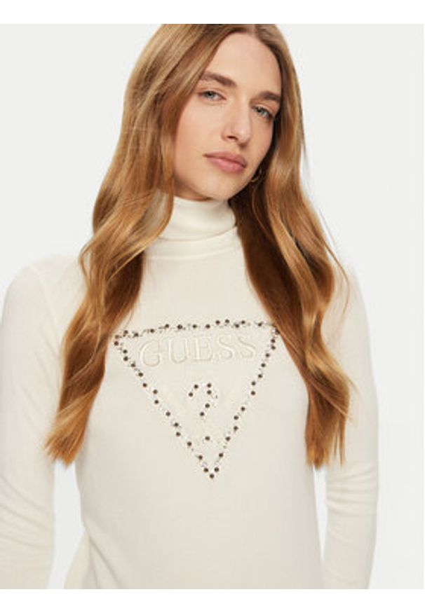 Guess Golf Piper W4BR03 Z2NQ2 Écru Regular Fit. Typ kołnierza: golf. Materiał: wiskoza