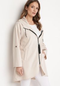 Born2be - Jasnobeżowa Kurtka Oversize Wiatrówka z Kapturem Lafise. Typ kołnierza: kaptur. Kolor: beżowy. Długość rękawa: długi rękaw. Długość: długie #4