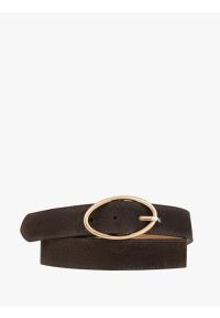 Ryłko - Brązowy pasek ze skóry welurowej. Kolor: brązowy. Materiał: skóra, welur #1