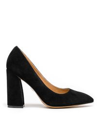 Kazar - Czarne czółenka damskie. Kolor: czarny. Materiał: zamsz. Obcas: na obcasie. Styl: elegancki, klasyczny. Wysokość obcasa: średni #1