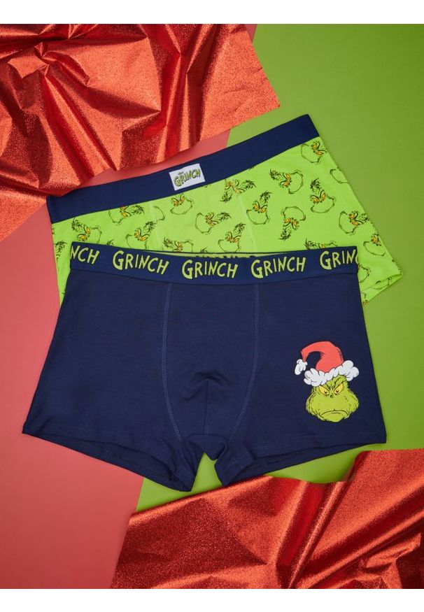 Sinsay - Bokserki Grinch 2 pack - wielobarwny. Materiał: bawełna, elastan. Wzór: nadruk