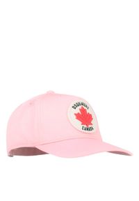 DSQUARED2 KIDS - Różowa czapka z daszkiem. Kolor: różowy, wielokolorowy, fioletowy. Materiał: bawełna, tkanina. Wzór: napisy, aplikacja #1
