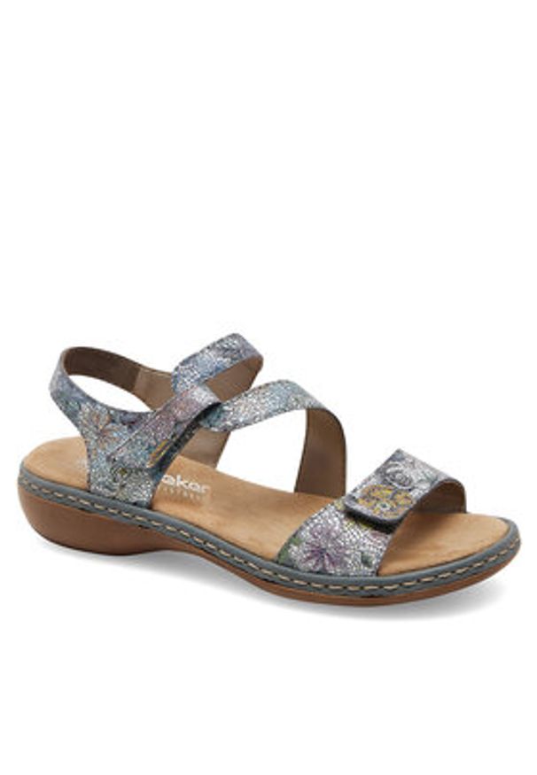 Rieker Sandały 659C7-90 Niebieski. Kolor: niebieski. Materiał: skóra