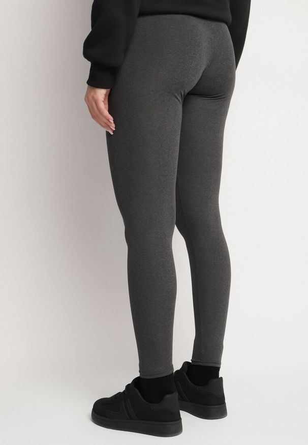 Born2be - Ciemnoszare Legginsy z Gumką w Pasie Cacilla. Okazja: na co dzień, na spotkanie biznesowe, do pracy. Kolor: szary. Styl: biznesowy, elegancki, casual