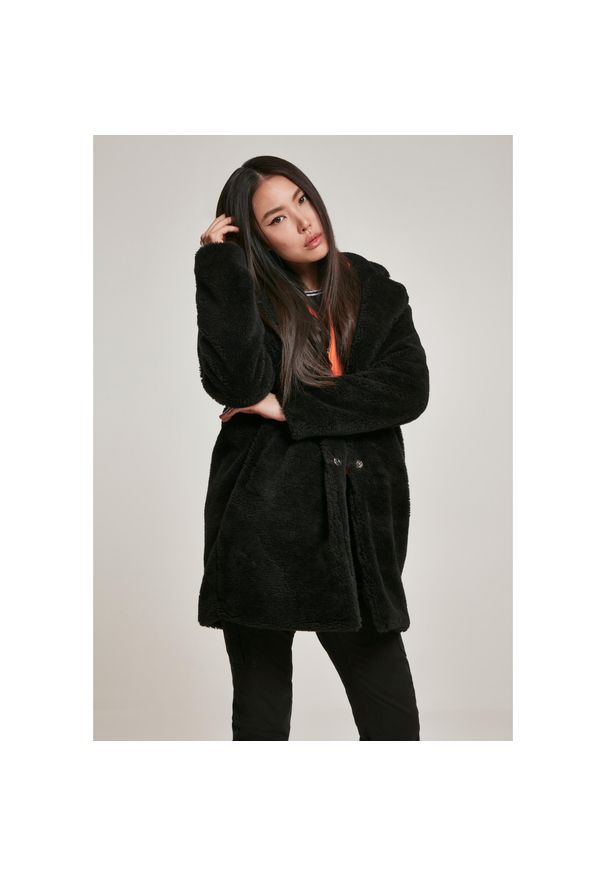 Urban Classics - Damska klasyczna miejska parka sherpa w rozmiarze oversize. Kolor: czarny. Sezon: zima. Styl: klasyczny