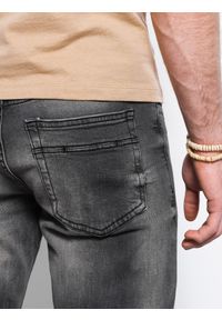 Ombre Clothing - Spodnie jeansowe męskie SLIM FIT P1023 - grafitowe - XXL. Okazja: na co dzień. Kolor: szary. Materiał: jeans. Styl: casual, klasyczny #2