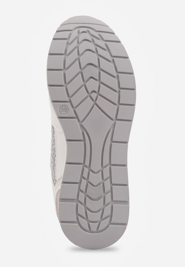Born2be - Białe Sneakersy na Grubej Podeszwie z Siateczkowymi i Metalicznymi Wstawkamu Sewtira. Kolor: biały. Materiał: jeans