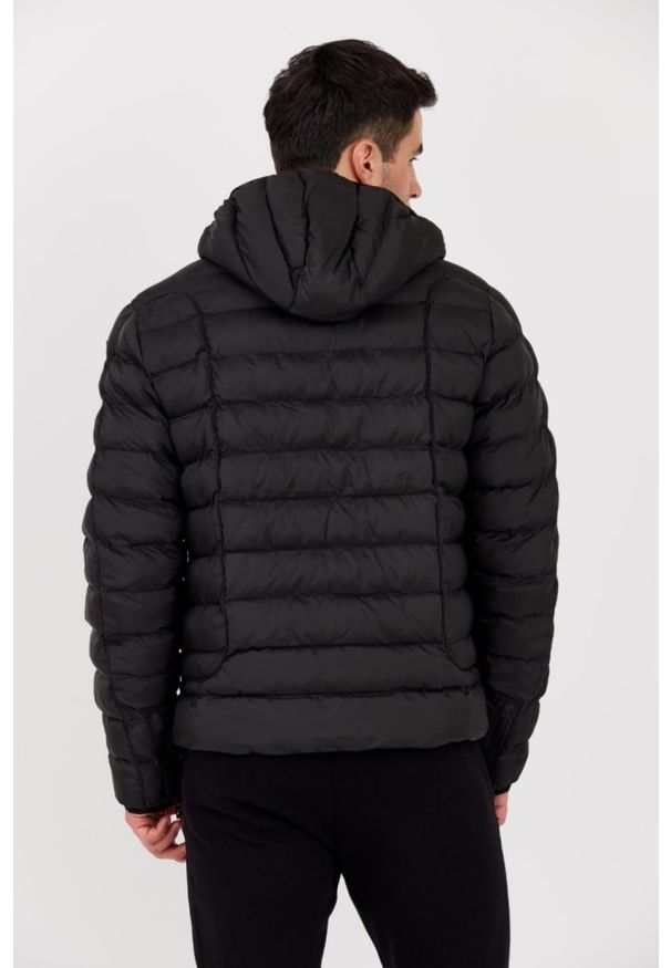 Diesel - DIESEL Czarna pikowana męska kurtka z kapturem W-STONE, Rozmiar 48. Typ kołnierza: kaptur. Kolor: czarny. Materiał: poliester. Długość rękawa: długi rękaw. Długość: długie. Styl: elegancki