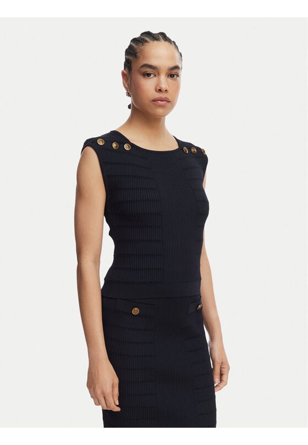 Guess Bluzka W5YR12 Z0130 Granatowy Regular Fit. Kolor: niebieski. Materiał: syntetyk