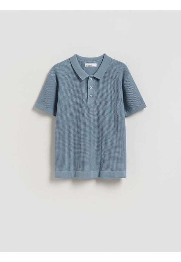 Reserved - T-shirt polo - niebieski. Typ kołnierza: polo. Kolor: niebieski. Materiał: dzianina, bawełna