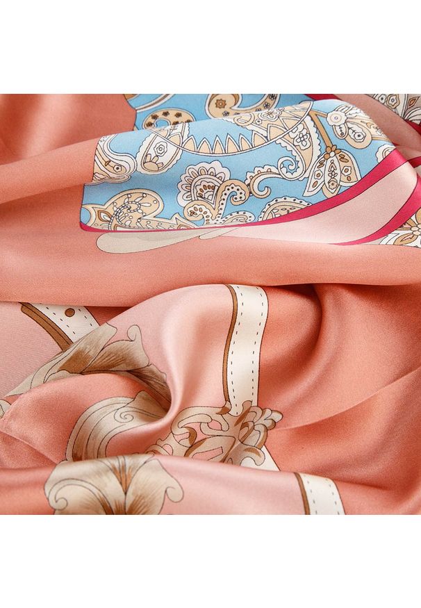 Wittchen - Chusta z jedwabiu średnia. Kolor: różowy, wielokolorowy, brązowy. Materiał: jedwab. Styl: elegancki