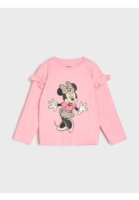 Sinsay - Bawełniana koszulka z nadrukiem Minnie Mouse - różowy. Kolor: różowy. Materiał: bawełna. Wzór: motyw z bajki, nadruk #1