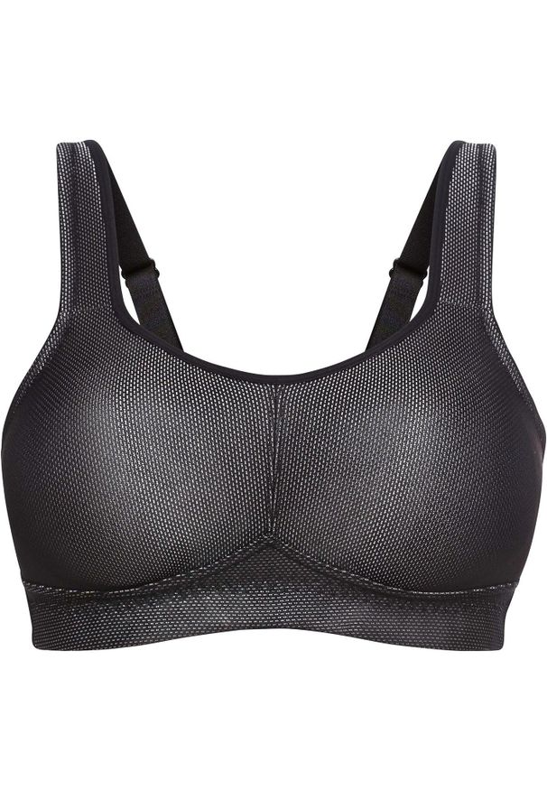 bonprix - Biustonosz sportowy, silny stopień podtrzymywania biustu. Kolor: czarny. Rodzaj stanika: wyściełane miseczki, różne sposoby noszenia