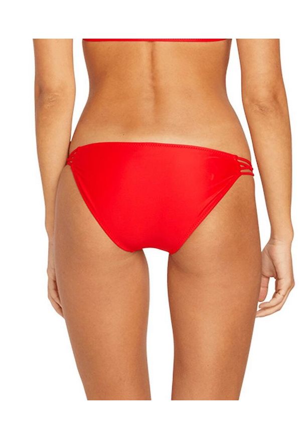 Dół od bikini damski Volcom Simply Solid Full. Kolor: czerwony. Materiał: elastan, nylon