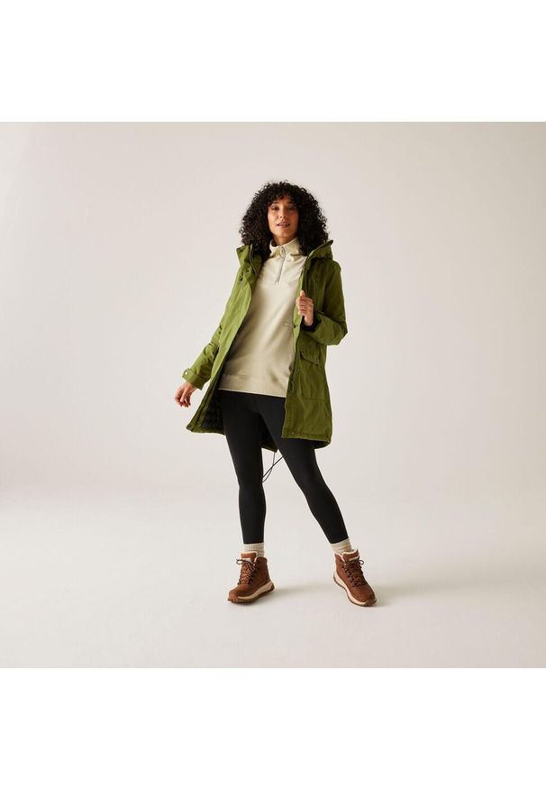 Regatta - Kurtka damska przejściowa ocieplana przeciwdeszczowa Valenta. Kolor: zielony. Materiał: tkanina, puch. Sport: turystyka piesza