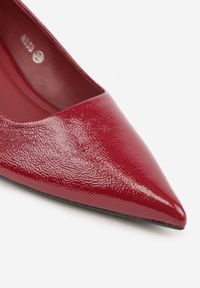 Born2be - Bordowe Czółenka na Obcasie Typu Kaczuszka Hollybloom. Okazja: na co dzień. Kolor: czerwony. Materiał: jeans. Obcas: na obcasie. Styl: klasyczny, casual, elegancki. Wysokość obcasa: średni #9