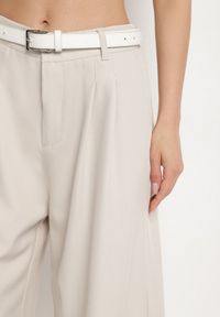 Born2be - Jasnobeżowe Spodnie Kuloty w Eleganckim Stylu Kolistea. Okazja: na co dzień, na spotkanie biznesowe. Kolor: beżowy. Wzór: aplikacja. Styl: elegancki #5