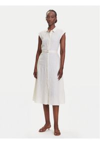 Marella Sukienka koszulowa Rodesia 2515221262 Écru Regular Fit. Materiał: len. Typ sukienki: koszulowe